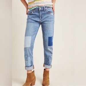 Pilcro Anthropologie Patchwork Slim Boyfriend Jeans Size 27